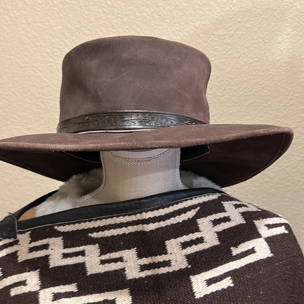 Leather Western Cowboy Hat, Clint Eastwood Replica -size L/XL